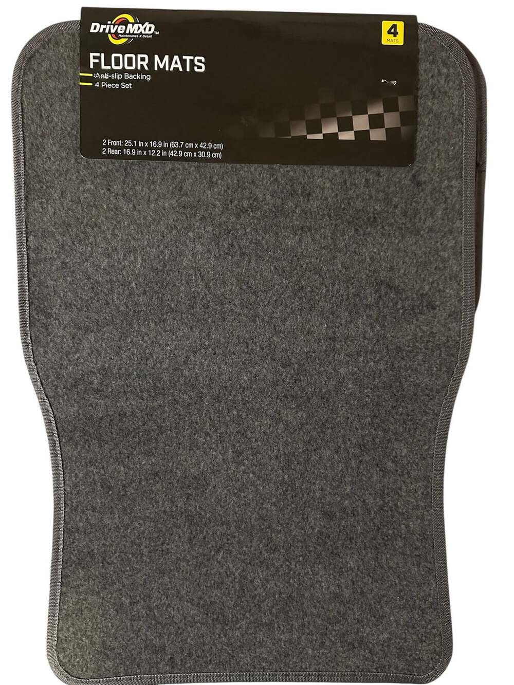 Drive MXD Floor Mats 4-Piece Set Anti-Slip Backing Gray Carpet